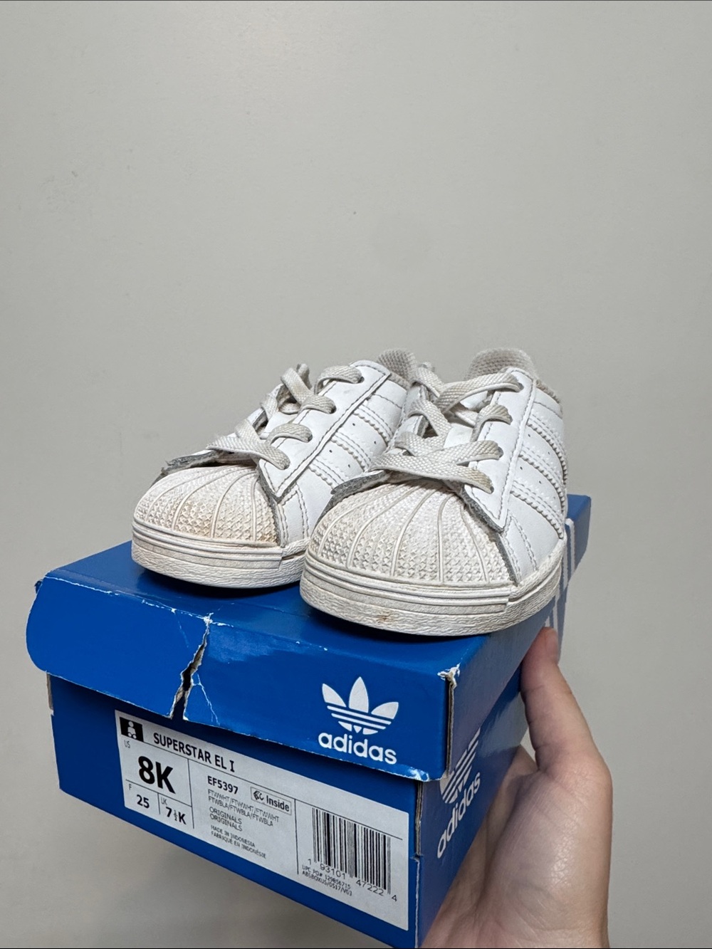 adidas Kids White Superstar Shell-Toe Sneakers